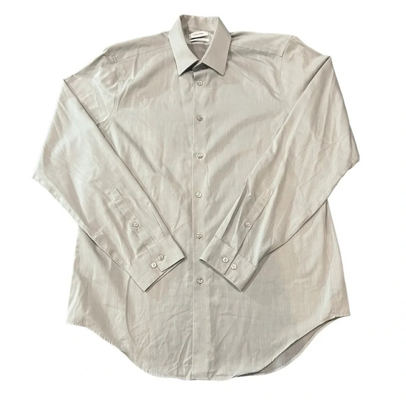 Calvin Klein Men's Grey Button Down Dress Shirt‎ Size 16 - Picture 1 of 3